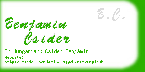 benjamin csider business card